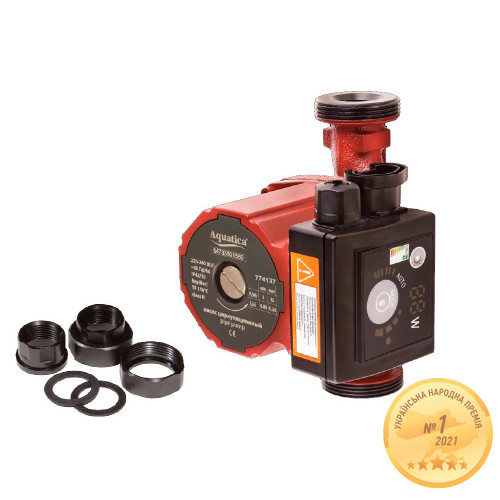 Насос циркуляційний AQUATICA 5-45Вт 50л/хв ⌀1 1/2" 130мм