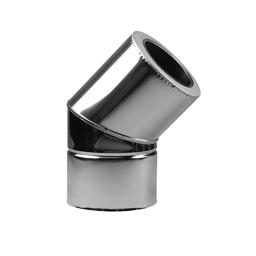 Колено дымоходное двустенное d120/180/45 нерж/нерж AISI 201 0.5 мм