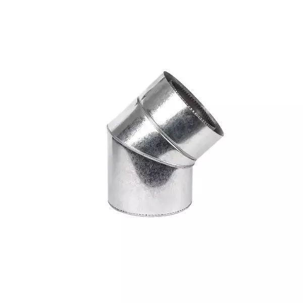 Колено дымоходное двустенное d400/460/45 нерж/оц AISI 201 0.5 мм