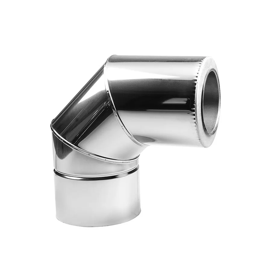 Колено дымоходное двустенное d140/200/90 нерж/нерж AISI 201 0.5 мм