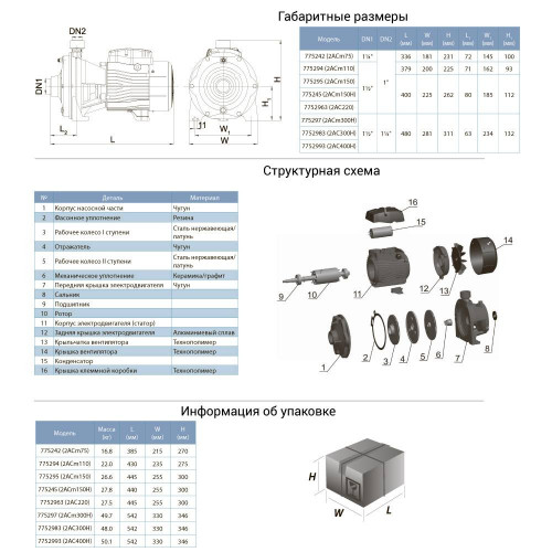 Насос центробежный LEO 3.0 2ACm110