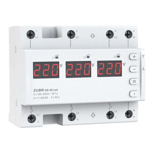 Реле напряжения Zubr D6-50 red