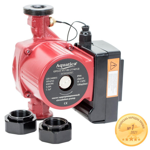 Насос циркуляційний AQUATICA 65Вт 63л/хв ⌀1 1/2" 180мм з термодатчиком